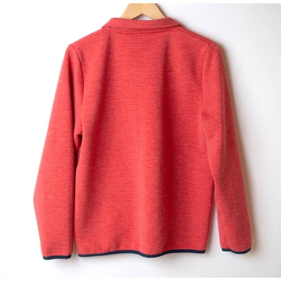 J. CREW Women's Size L Snap Front Quilted Ribbed Sweatshirt Pullover Coral - Picture 8 of 9